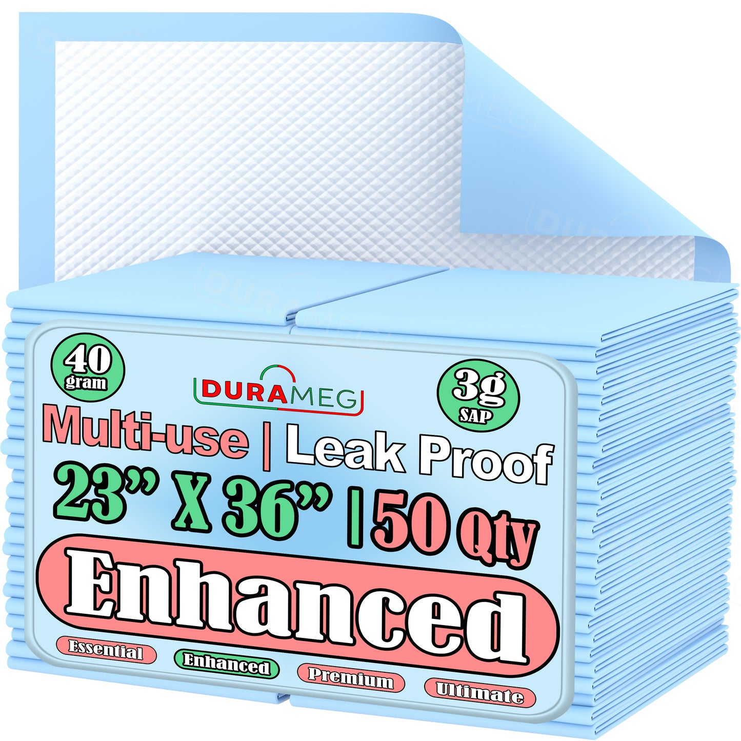 Chucks Pads Disposable Underpads | 23"x36" Incontinence Chux Pads 3g SAP [50 Pack]